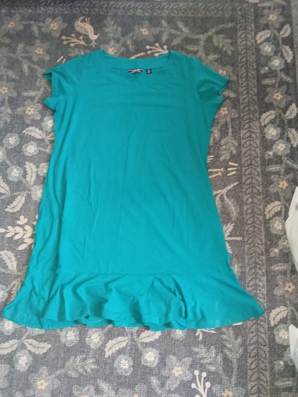 Lands' End Teal Ruffle-Hem Tunic Dress
